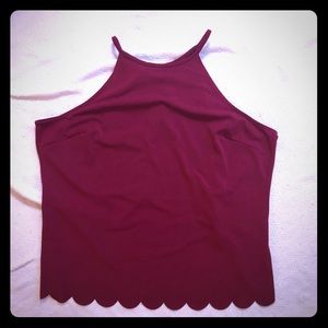 Xl Candies open back scallop bottom wine color top